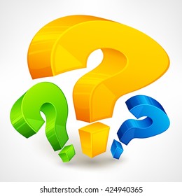 Question color marks on white vector illustration. Business icon.