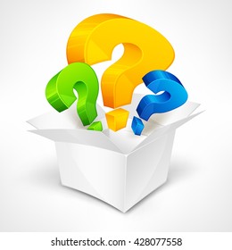 Question color marks in open box vector illustration.  Business icon?