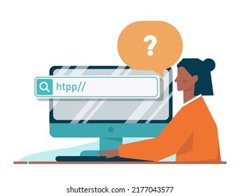 Question concept. Confused character in doubt with big question mark sign. FAQ or question and answer concept. Customer help, support and information. Flat vector illustration