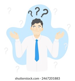 Question concept illustration. The illustration shows a man with a question. Vector illustration