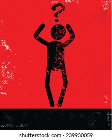 Question concept,human resource design on red background,grunge vector
