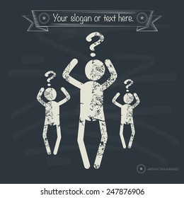 Question concept,human resource design on old background,grunge vector