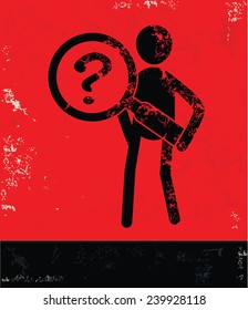Question concept,human resource on red background,grunge vector