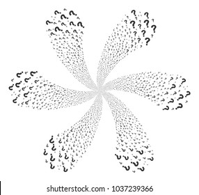 Question cycle spin. Element twist composed from scatter question symbols. Vector illustration style is flat iconic symbols.