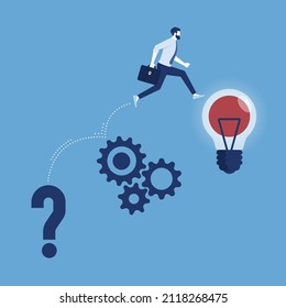 Question, decision, idea. Process of intellectual work, Businessman thinks about solving a problem, business solving a problem process concept