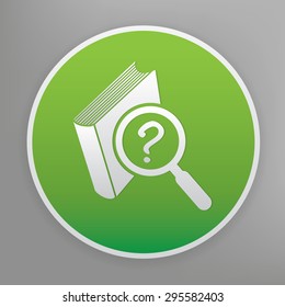 Question design icon on green button, clean vector