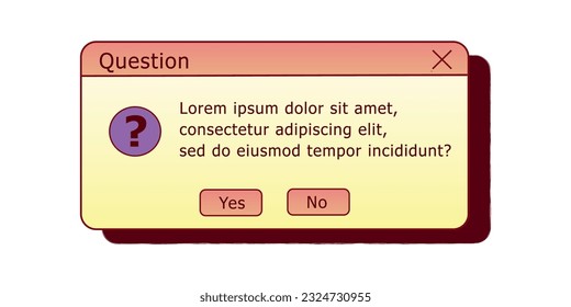 Question dialog box. Retro PC user interface aestetic.