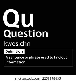 Question English Word definition digital print design for t-shirts and wall art poster vector illustration