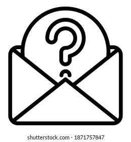 Question envelope icon. Outline question envelope vector icon for web design isolated on white background