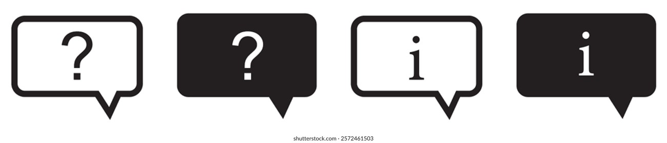 Question and exclamation icons in speech bubbles – flat design illustration