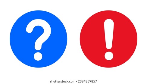 Question and exclamation mark icon set, question and exclamation symbol finding the answer, asking and admiration signs, query FAQ - stock vector