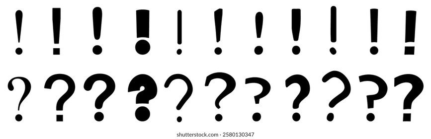 Question and exclamation mark icon set, question and exclamation symbol finding the answer, warnings and alerts, asking and admiration signs, query FAQ