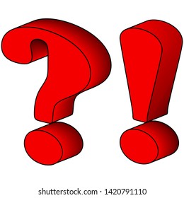 Question and exclamation mark on a white background