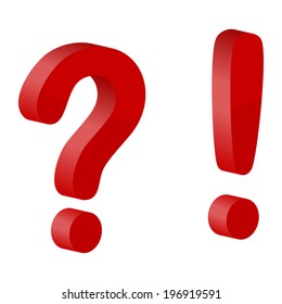 Question and exclamation mark on a white background