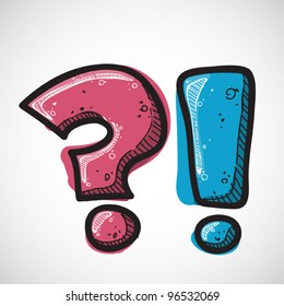 question and exclamation marks candy alphabet. Vector illustration