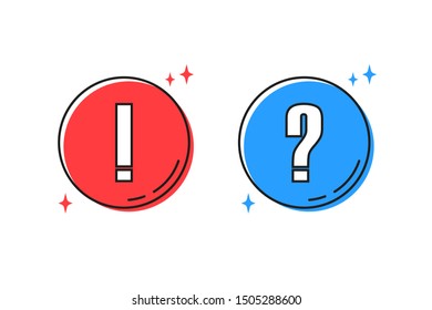 question and exclamation marks color icon, vector illustration