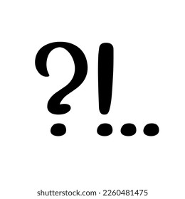 Question and exclamation marks punctuation signs, hand drawn symbol, typography simple vector illustration, interrogation and exclamation