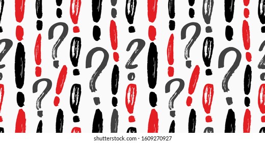 Question and exclamation marks seamless pattern. Horizontal format seamless pattern seamless pattern.