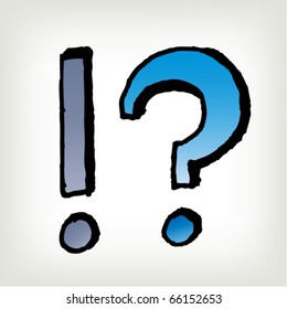 Question and exclamation marks sketch. Vector.