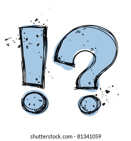 Question and exclamation marks in sketch.-style. Vector illustration. svg
