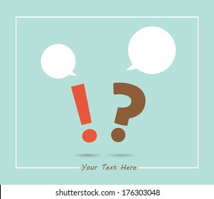 question and exclamation marks with speech bubbles 