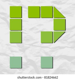 Question and exclamation marks from squares and triangles on a paper-background. Vector illustration