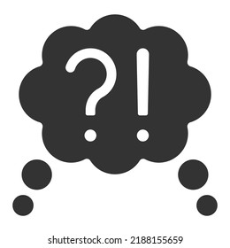 Question and exclamation marks in thought - icon, illustration on white background, glyph style