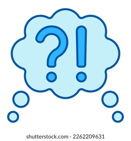 Frage- und Ausrufezeichen in Gedanken - Symbol, Illustration auf weißem Hintergrund, ähnlicher Stil