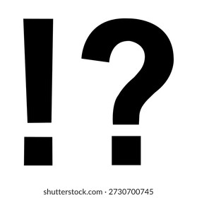 Diseño de la Ilustración vectorial del icono de la silueta del punto de exclamación de la pregunta o de la marca en el fondo blanco.