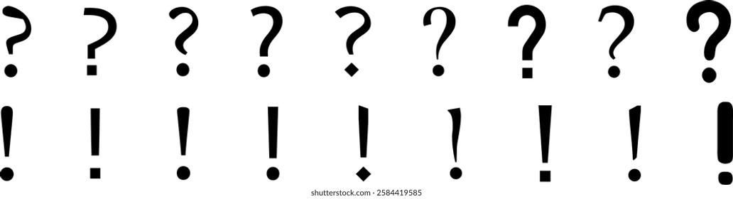 Question and exclamation point. Vector Icons. Questions  and exclamation point Vector Icons. Question and exclamation point mark symbols.
