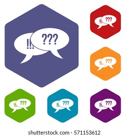Question and exclamation speech bubbles in simple style isolated on white background vector illustration