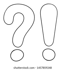 Question and Exlamation marks. Outline icon. Vector illustration isolated on white background