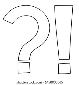 Question and Exlamation marks. Outline icon. Vector illustration isolated on white background