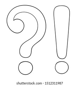 Question and Exlamation marks. Outline icon. Vector illustration isolated on white background