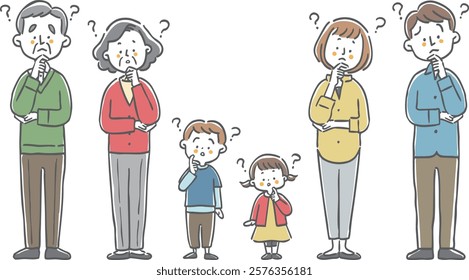 Question Family Three Generations Full Body Vector