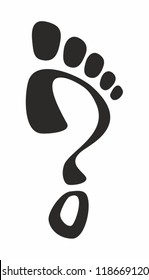 Question in form of footprint mark isolated on white background, vector illustration, JPEG version is also available