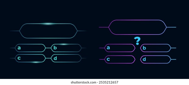 Question frame for quiz game in colorful style with gradient. Logical test template.