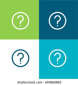 Question green and blue material color minimal icon or logo design