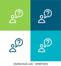 Question green and blue material color minimal icon or logo design