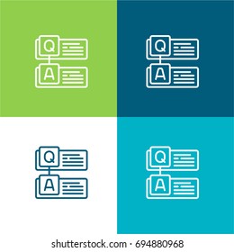 Question green and blue material color minimal icon or logo design