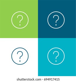 Question green and blue material color minimal icon or logo design
