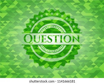 Question green mosaic emblem