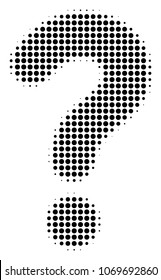 Question halftone vector pictogram. Illustration style is dotted iconic Question icon symbol on a white background. Halftone texture is circle items.