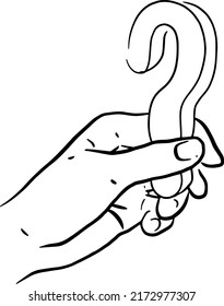 Question, hand, hand draw line vector illustration