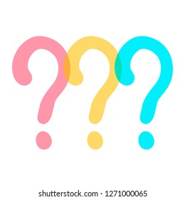 Question hand drawn illustration in red orange and blue