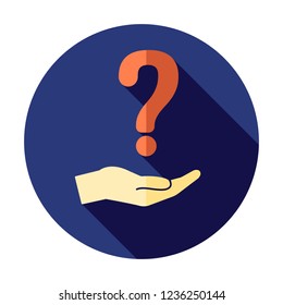 Question hand. Question mark icon holding by hand. Have a questions concept. Faq sign. Conceptual symbol icon. Business problem.  Answer, think. Ask help icon