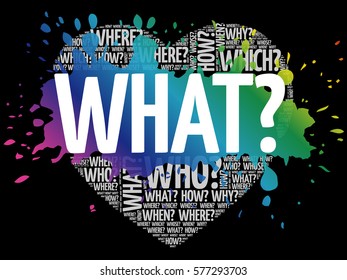 WHAT? Question heart, Questions words concept background