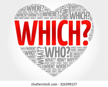 Which? Question heart, Questions words vector concept