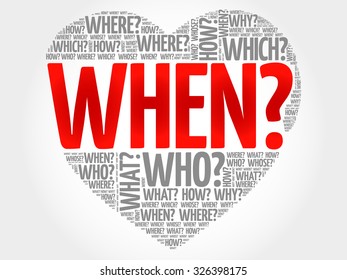 When? Question heart, Questions words vector concept