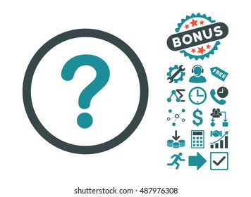 Question icon with bonus icon set. Vector illustration style is flat iconic bicolor symbols, soft blue colors, white background.